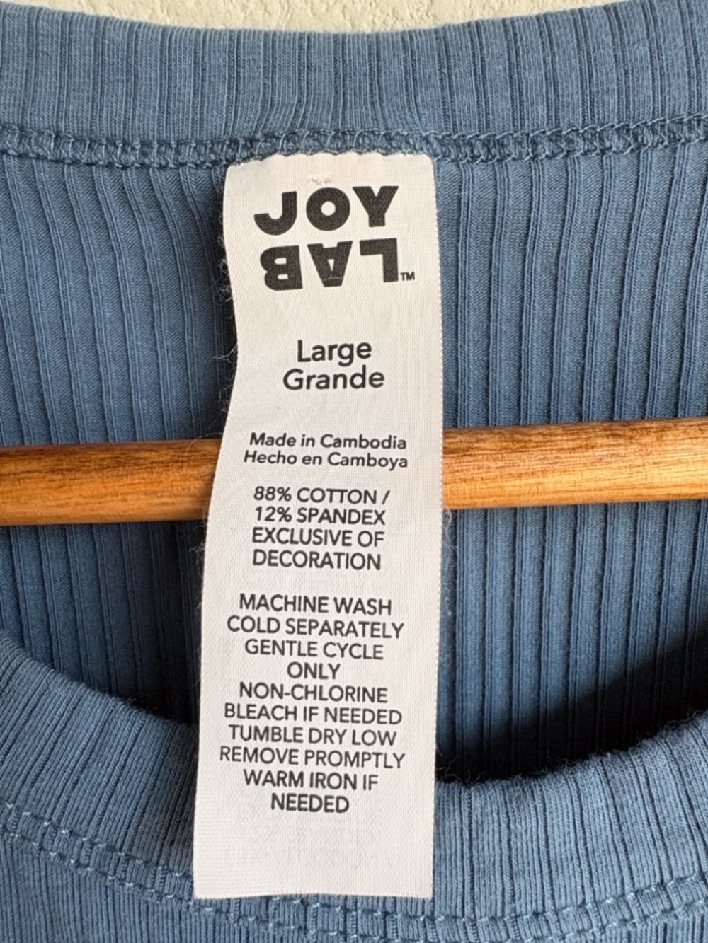 JoyLab Ribbed Short Sleeve Tee in Dusty Blue - Picture 3 of 3